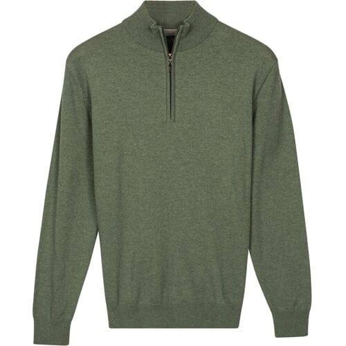 Baileys Trui Uni Color Half Zip Pima Cotton Thyme Green / male