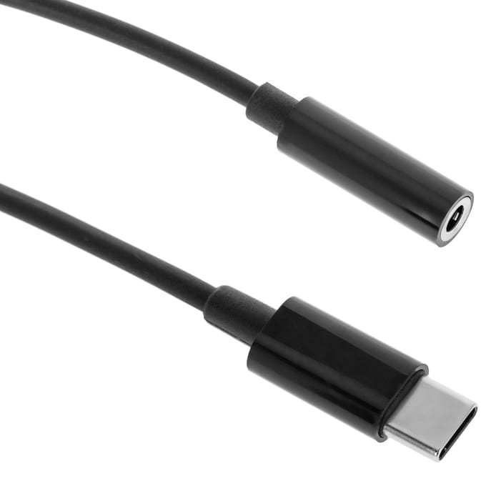 BeMatik - USB-C naar 3,5mm hoofdtelefoonadapterkabel zwart