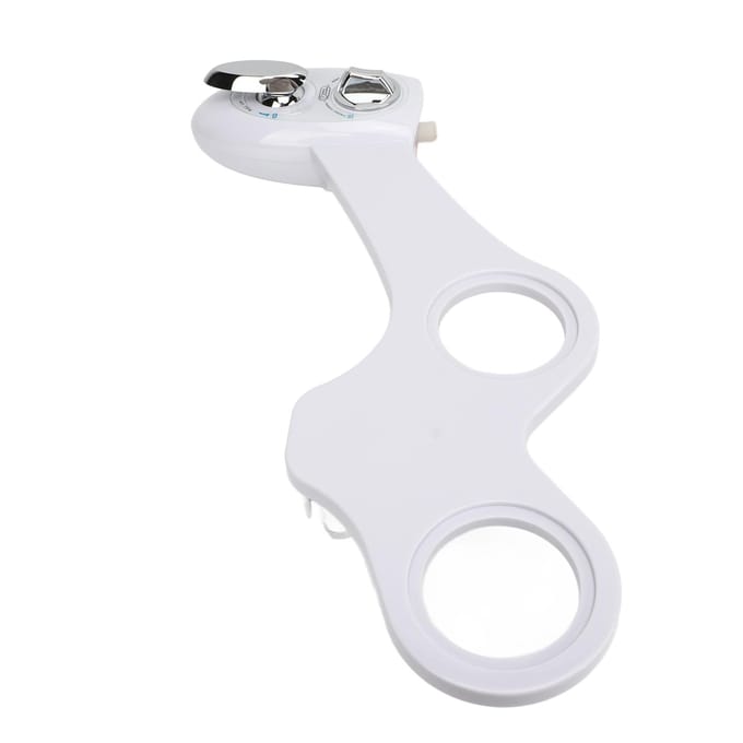 Badkamer bidet met dubbele sproeikop voor koud water, verstelbare bidetopzetstuk met slang. white