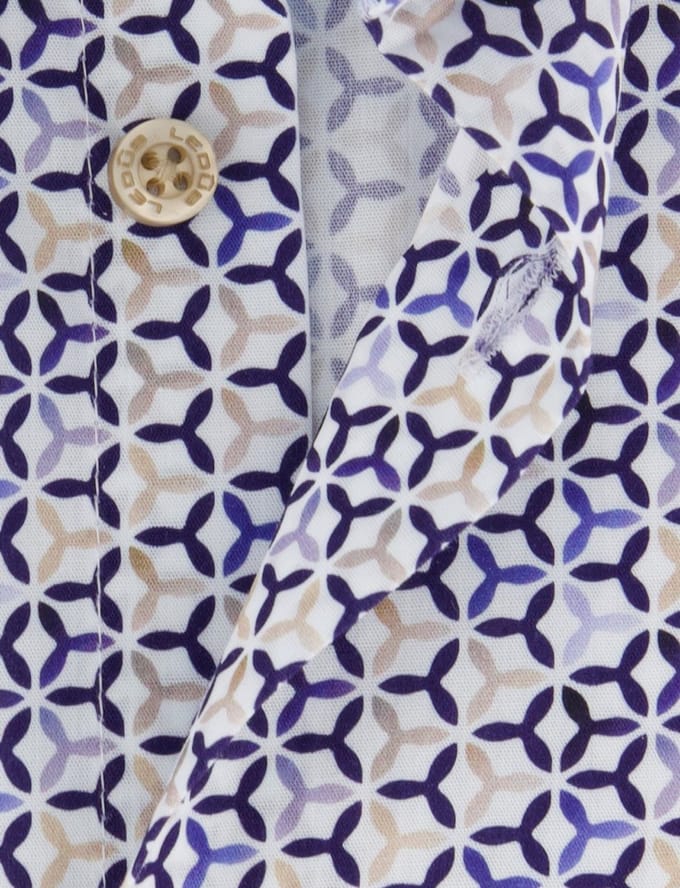 Ledub modern fit overhemd blauw katoen patroon