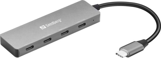 Sandberg - 136-41 - USB-C Hub - 4x USB-C - 10000Mbit/s - Grijs