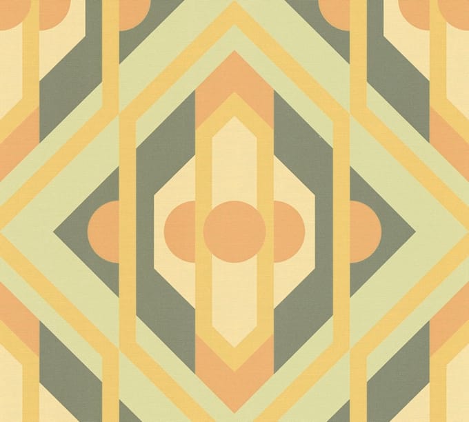 RETRO BEHANG | Grafisch - groen geel oranje - A.S. Création Retro Chic