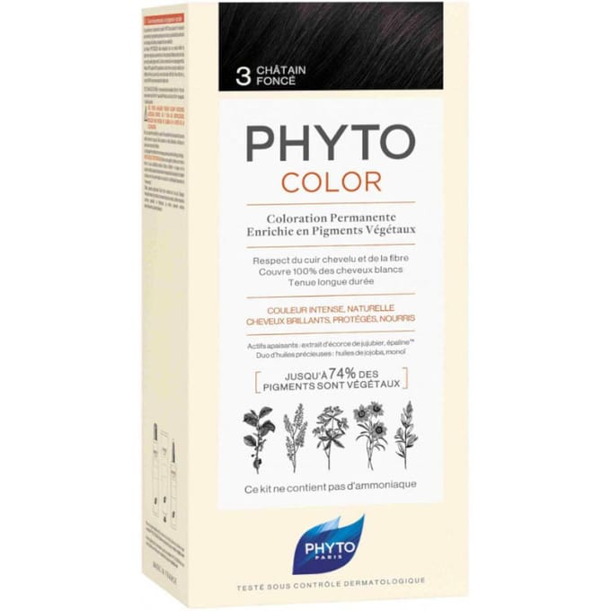 Phytocolor Permanente Haarkleuring 3 Chatain Fonce Intense En Natuurlijke Kleur