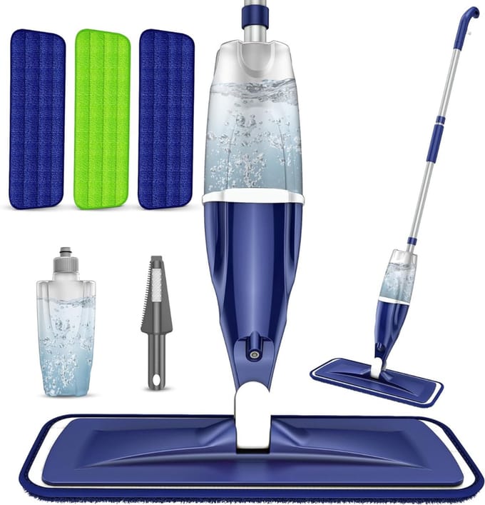 Core® Dweil Met Spray - Dweil - Mop - Blauw - ‎39cm x 13cm x 120cm