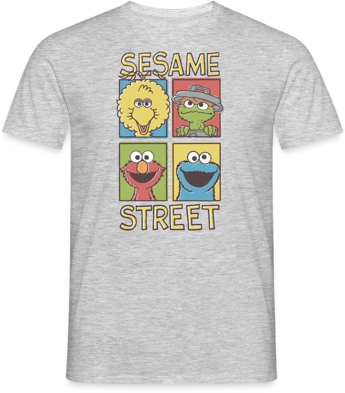 Sesamstraat Bibo Oscar Elmo Koekiemonster T-Shirt Heren