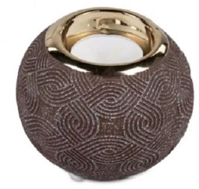 Waxinehouder - Bol - Theelicht houder - Goud - Bruin - Ø 14 cm.