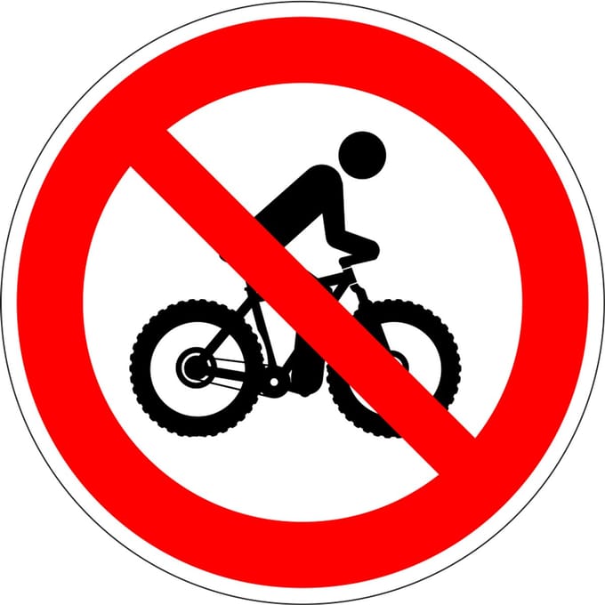 Fatbikes verboden bord - kunststof 100 mm