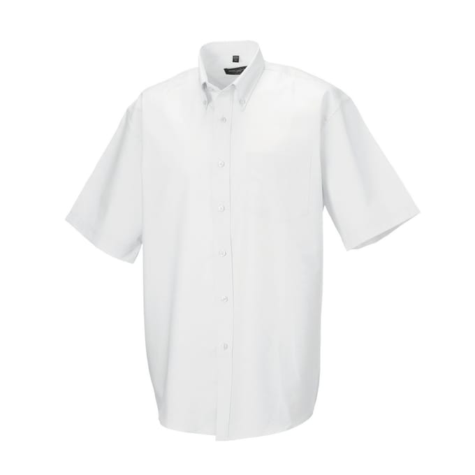 Russell Collection Heren Oxford Easy-Care overhemd met korte mouwen (Wit)