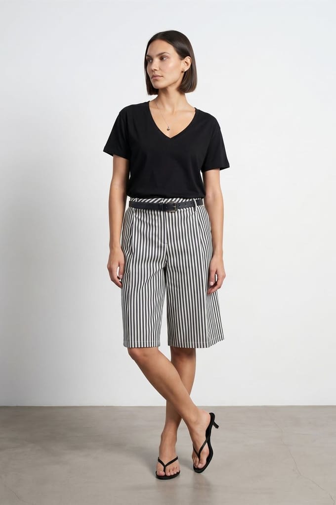 Katoen Tencel V-hals Korte Mouwen Blouse