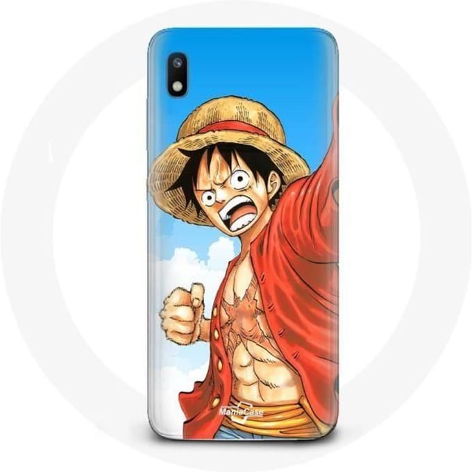 Coque pour Samsung Galaxy A10 - Manga One Piece - Luffy - Silicone - Noir - Protection