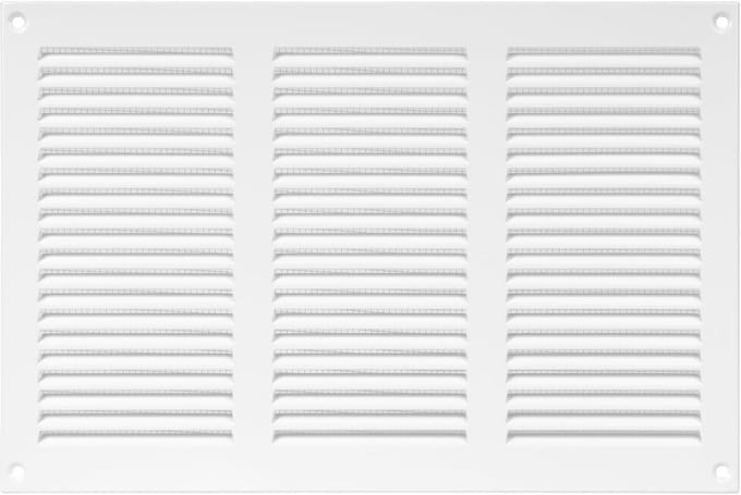 Stalen ventilatierooster met insectenbescherming voor HVAC – 30 x 20 cm, wit