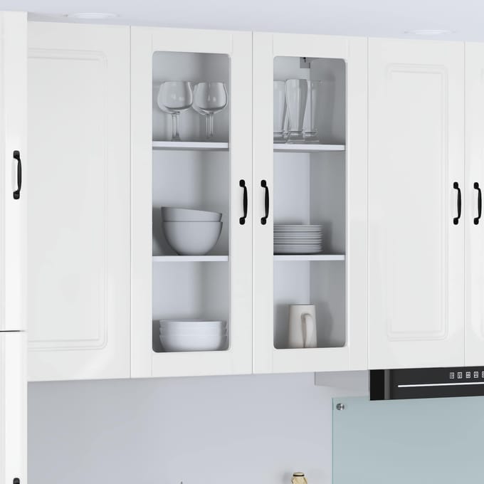 vidaXL - Wandglas - Kasten - LUCCA - Hoogglans - Wit - 80 - x - 31 - x - 100 - cm