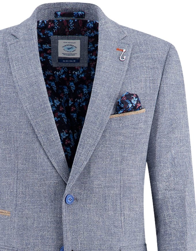 A Fish Named Fred gemeleerd colbert blauw slim fit