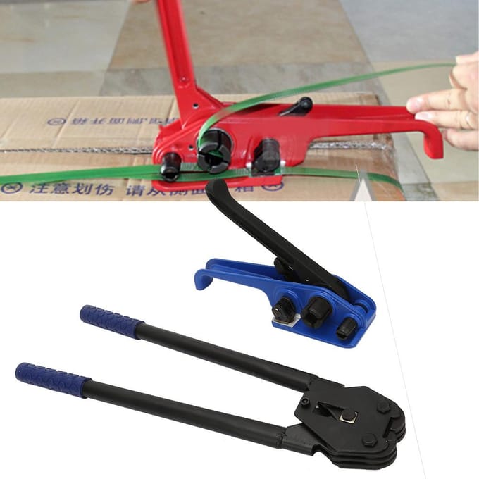 Blauwe Handmatige Stalen Bandspanner Krimper Riemen Strapping Banding Tool Verpakkingsmachine zwart