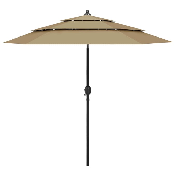 vidaXL - Parasol - 3-laags - met - aluminium - paal - 2,5 - m - taupe