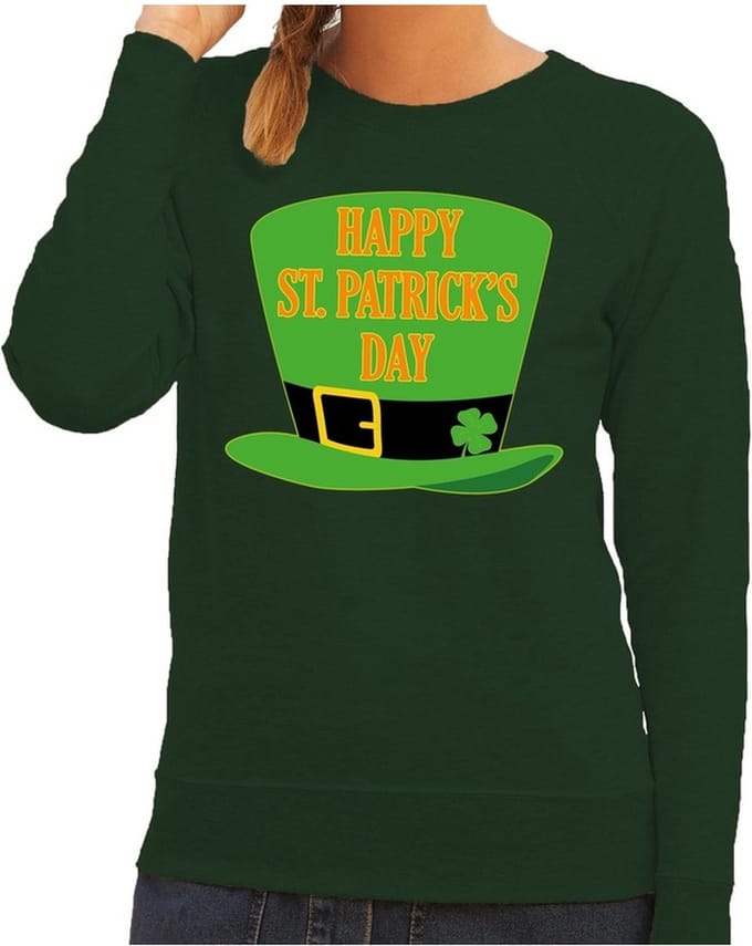 Happy St. Patricksday sweater groen dames - St Patrick's day kleding S