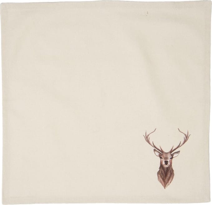 Clayre & Eef Servetten Katoen Set van 6 40x40 cm Beige Bruin Katoen Hert