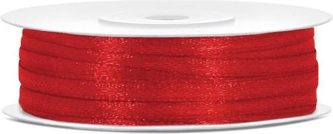 PartyDeco - Satijn lint Rood 3mm/rol 50m