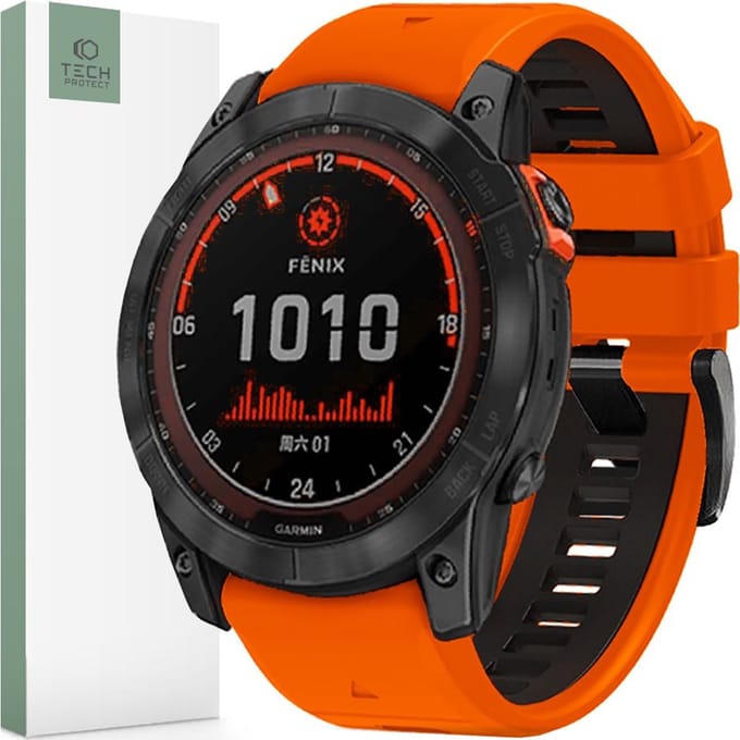 Tech-Protect IconBand Pro Strap for Garmin Fenix 3 / 5X / 3HR / 5X Plus / 6X / 6X Pro / 7X - Orange & Black