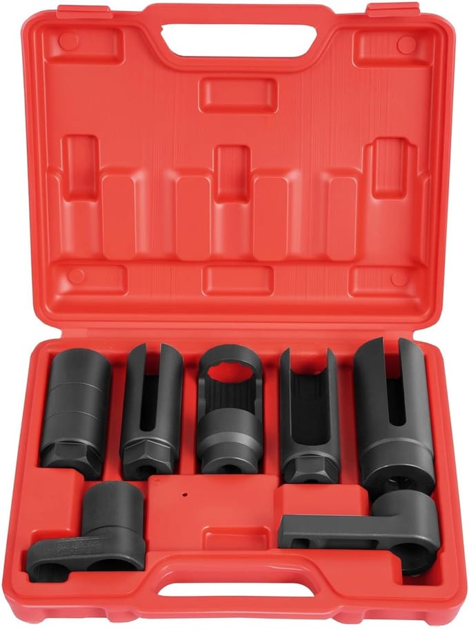 Set van 7 zuurstofsensor trekkers, 3/8 inch en 1/2 inch voor het meten van oliedruk en motorprestaties
