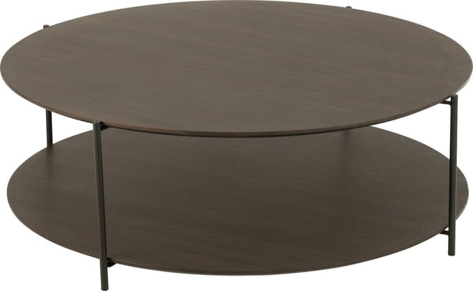 J-Line salontafel Rond - hout/metaal - donkerbruin - large
