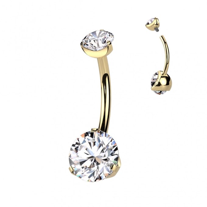 Piercing sierlijk dubbele steen goud - LMPiercings