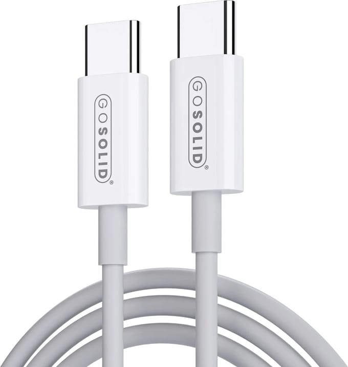 GO SOLID! ® USB-C naar USB-C Kabel 100W Fast Charge 1M Wit