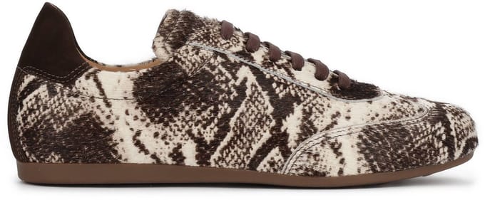 Women's leather sneakers with natural hair finish