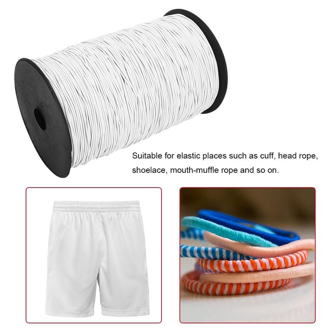 1.5mm 500m Ronde Elastische Bungee Koord String Rekbaar Koord Jurk Maken Handwerk white