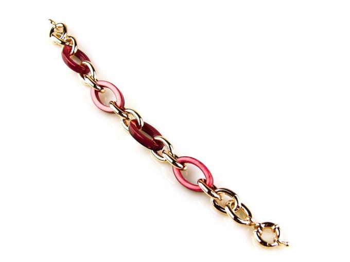 model Marilyn Monroe armband in brons roze goudkleurige schakels met roze resin