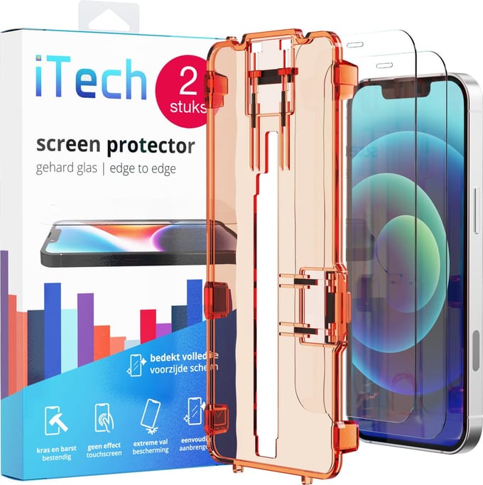 iTech EasyClick Transparant screenprotector - geschikt voor iPhone 12 / 12 Pro