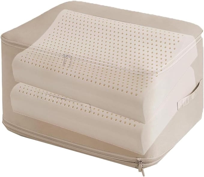 Compressie Opbergzak - Ruimtebespaarder Organizer - Efficiënt Opbergen - Waterdichte Nylon Constructie - 27x22x3 cm - Abrikoos