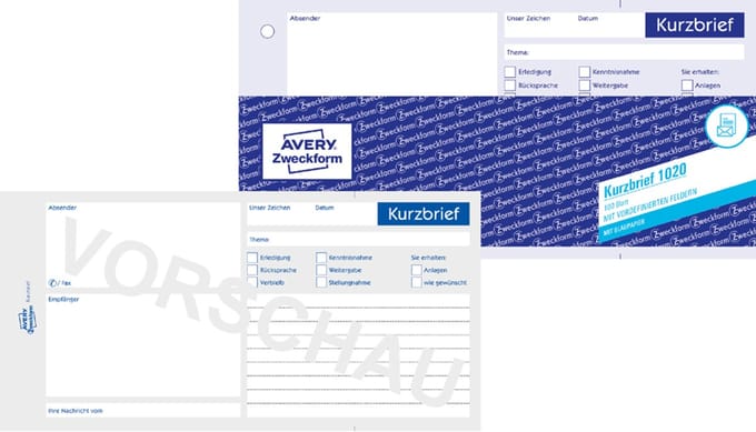 AVERY Zweckform Formularbuch 'Kurzbrief', 1/3 A4, 100 Blatt