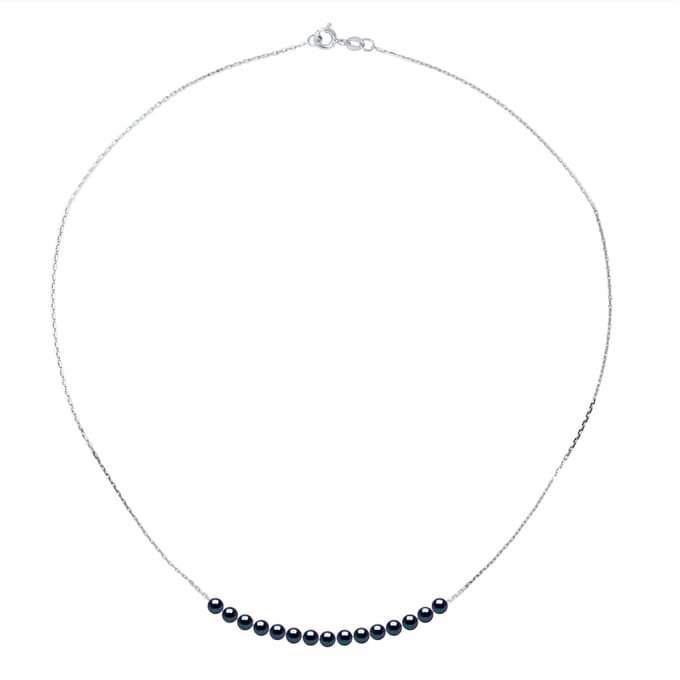 Ketting Curb 15 Pearls Black Cultuur White Gold