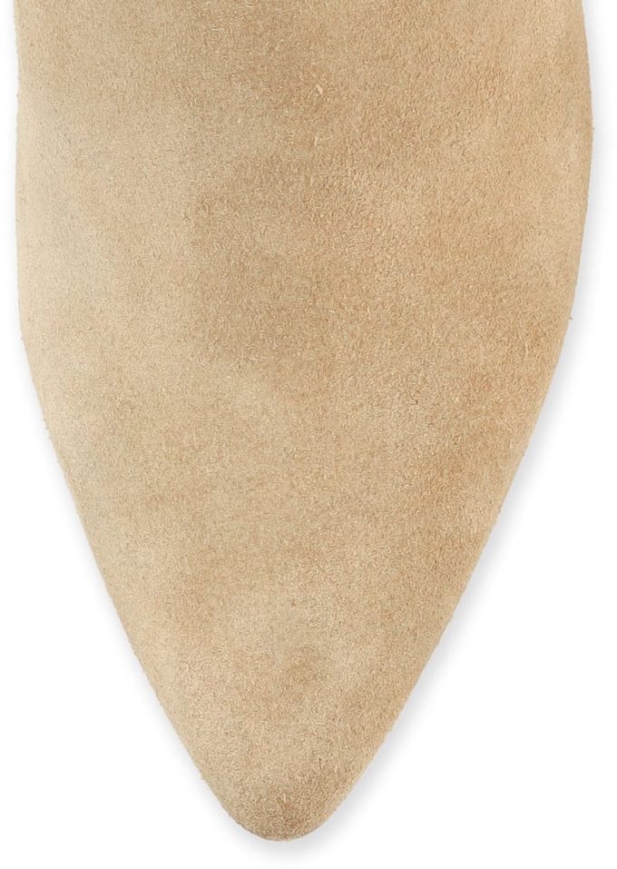 Manfield - Dames - Beige suède laarzen - Maat 42