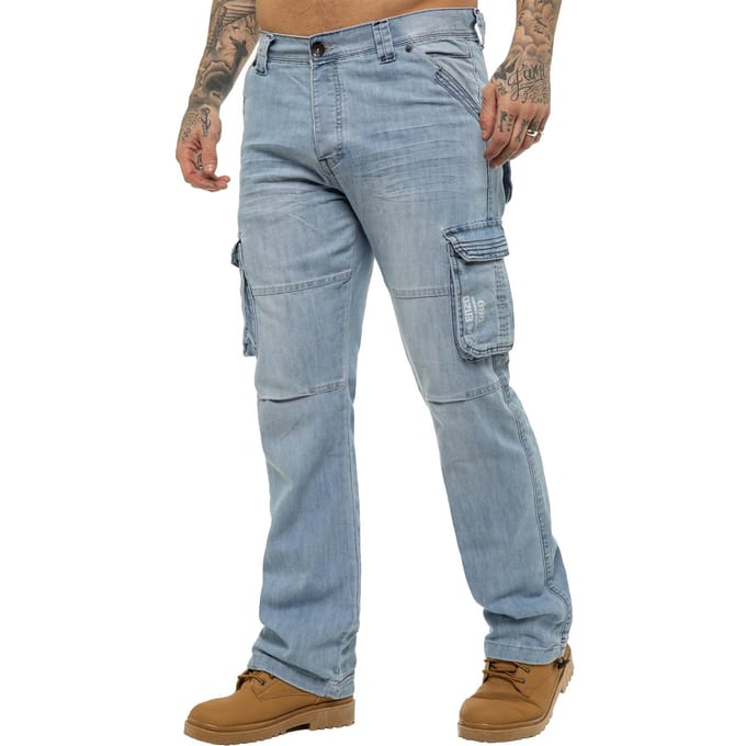 Enzo | heren Cargo Combat Jeans - Lichtblauw