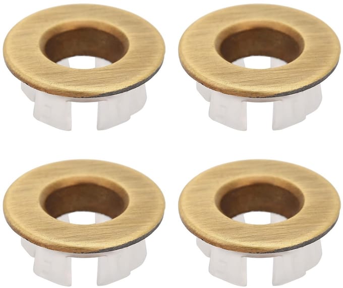 Dailygoods- Wastafeloverloopring Messing - Gootsteengat Rond - Vervangingsring - Badkamer Accessoire - 4 Stuks - Modern en Glanzend - Overloopafdekking