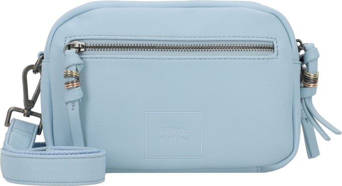 FREDsBRUDER Leren Schoudertas Keep On Smiling Crossbag Shy Blue Lichtblauw