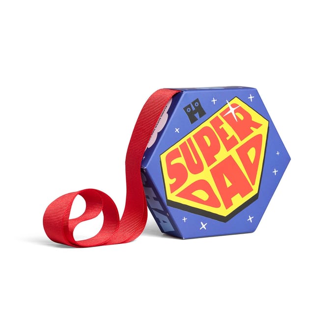 Happy Socks heren giftbox sokken flying super dad blauw