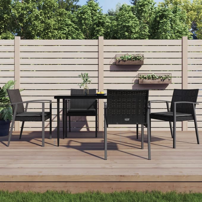 vidaXL - 5-delige - Tuinset - met - kussens - poly - rattan - en - staal