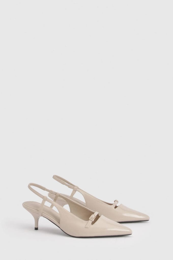 boohoo Dames Wijde Pumps Met Gespsluiting | Nude | Maat: 5