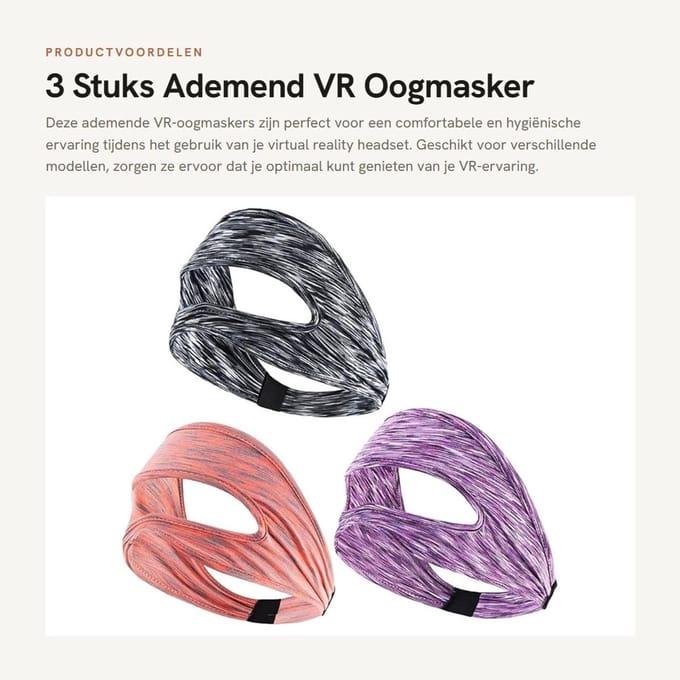Dailygoods - 3 Stuks Ademend VR Oogmasker voor Virtual Reality Headsets