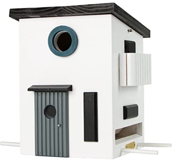 Gecombineerd Vogelhuis en Voederhuis van Hout voor Kleinvogels