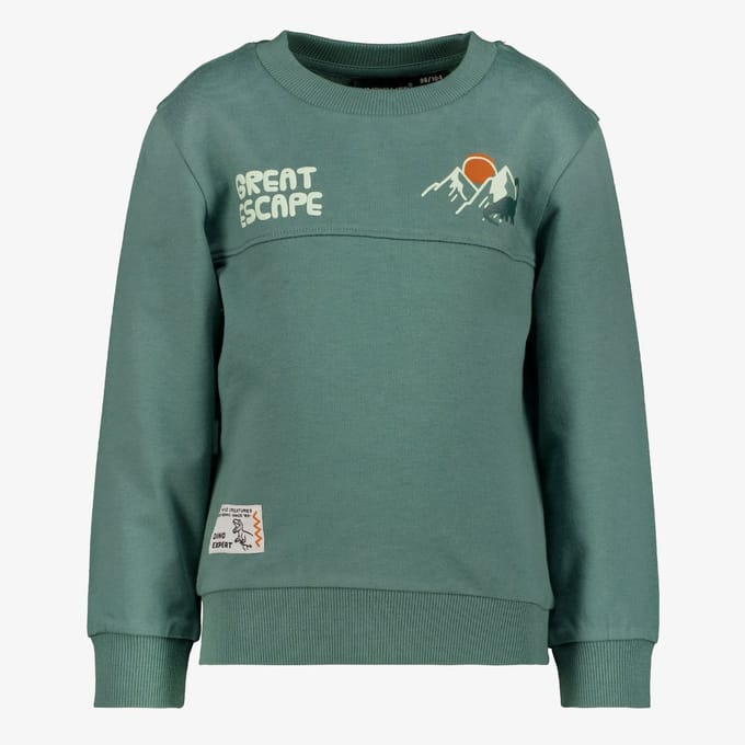 Unsigned jongens sweater met dino backprint groen - Maat 92