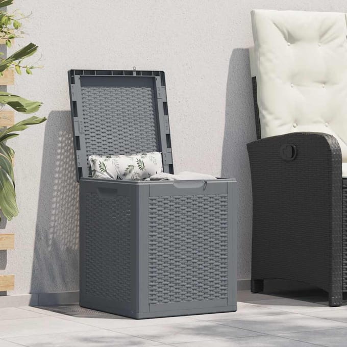 Boîte de rangement de jardin Gris Style rotin PP 90 L