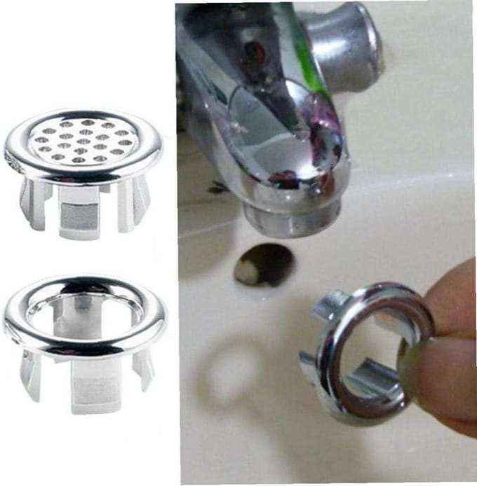 Spoelbak Overloop Ring - Afvoer Cap Cover - Voorkom Lekken - Verzilverde Dubbele Ring - 2 stuks - Zilver