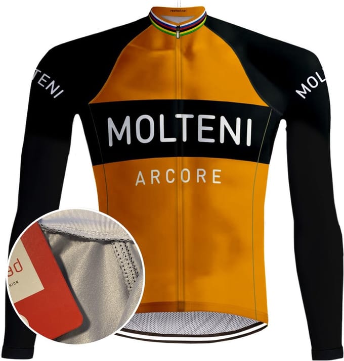 Retro Wielershirt Molteni lange mouwen - Oranje RedTed - M