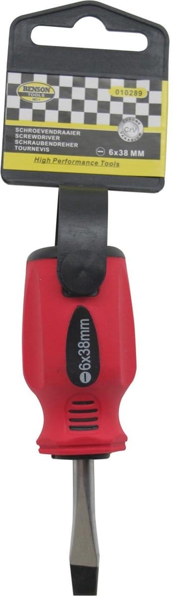 Benson Platkop schroevendraaier - Sleuf - 6 x 38 mm - CrV - Maximale grip en controle