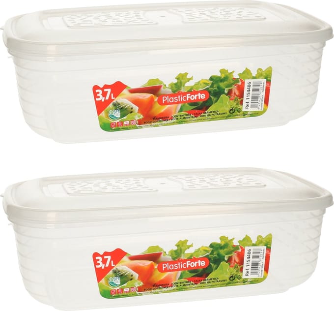 PlasticForte Vershoudbakje - 4x - vriezer en magnetron - 3,7L - kunststof - mealprep