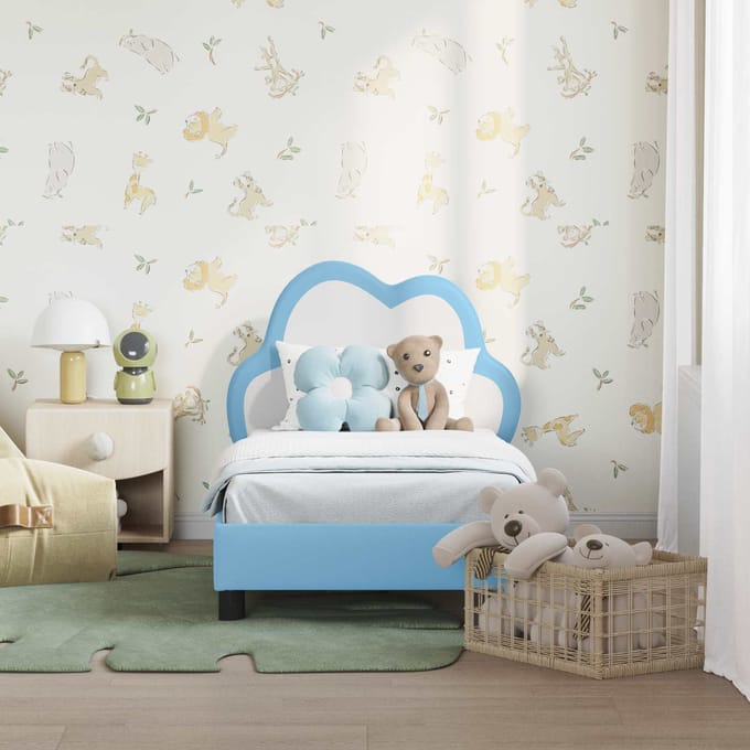 vidaXL - Peuterbedframe - met - hoofdboard - Blauw - 70 - x - 140 - cm - PU